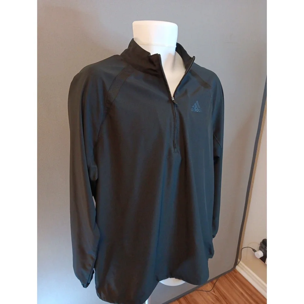 Adidas Mens 1/4 zip Golf pull over‎ jacket- Black Sz XL Vented Lightweight